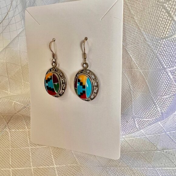 Vintage Native American Jewelry, Earrings and Turtle Pendant, Vintage Jewelry - Picture 4 of 10